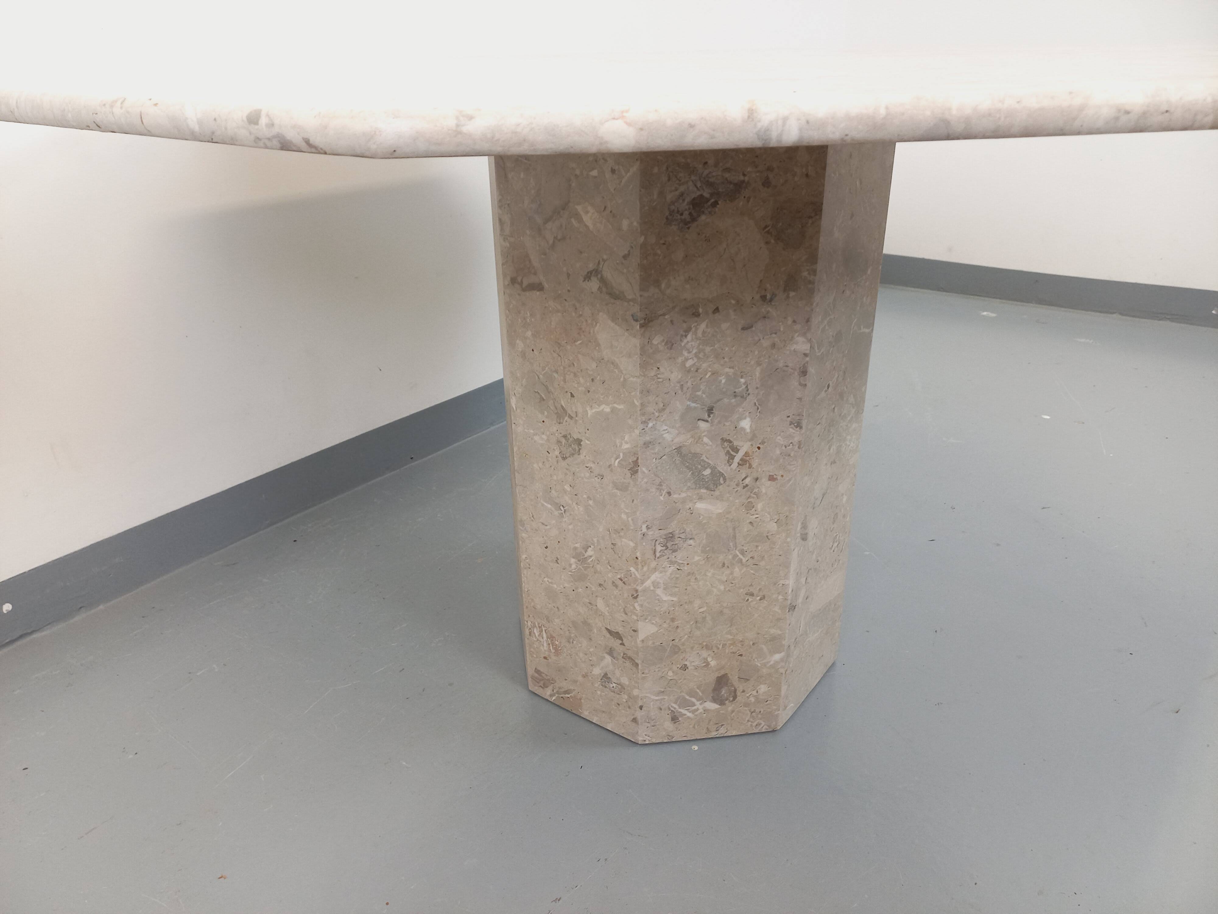 Vintage 70s 80s Octagonal Marble Dining Table