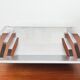 Minimalist postmodern metal fruit bowl, 1980s