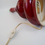 Large vintage red ceramic lamp