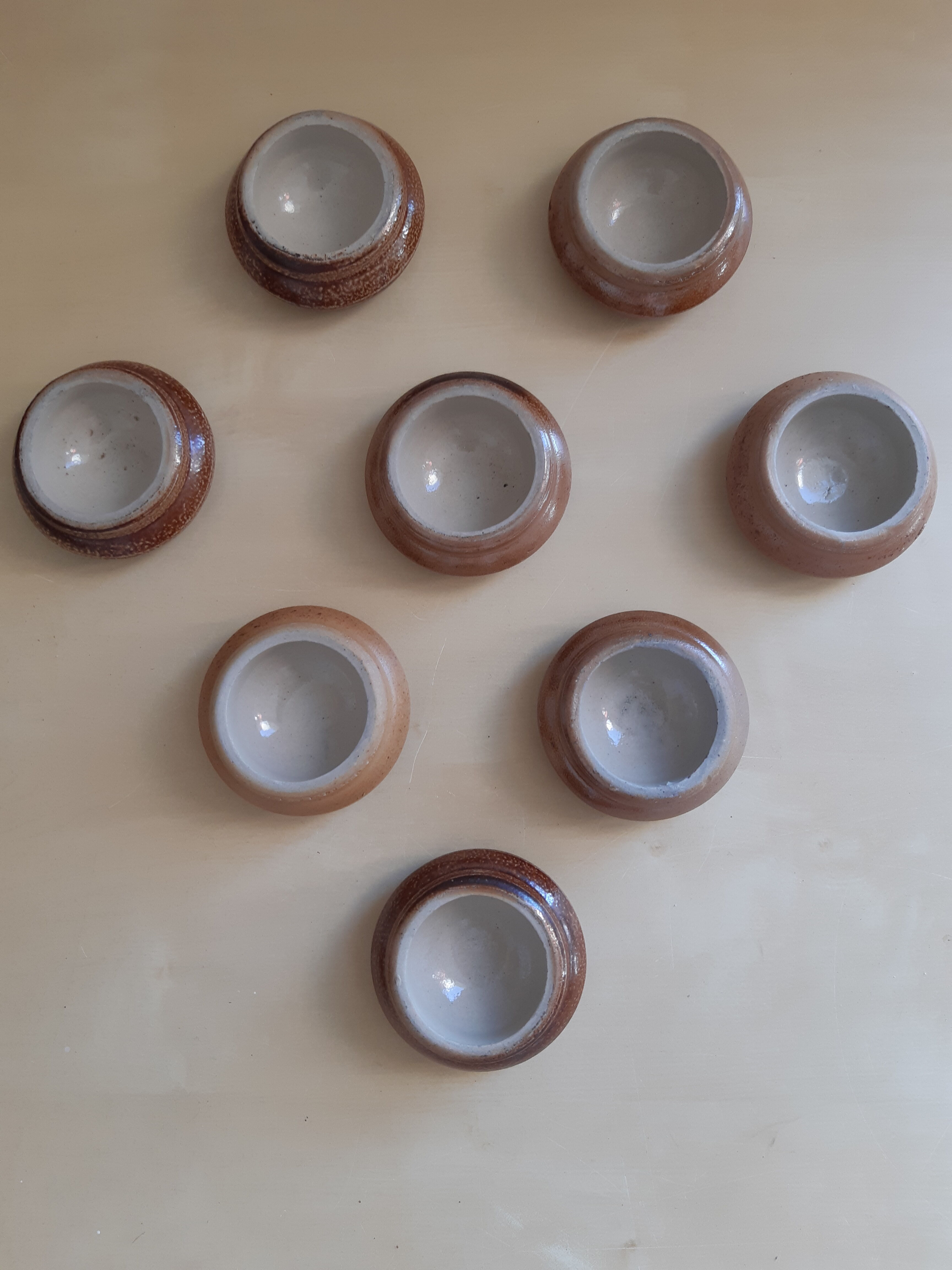 Set of 8 vintage sandstone coquetiers
