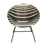 Black and white basket armchair