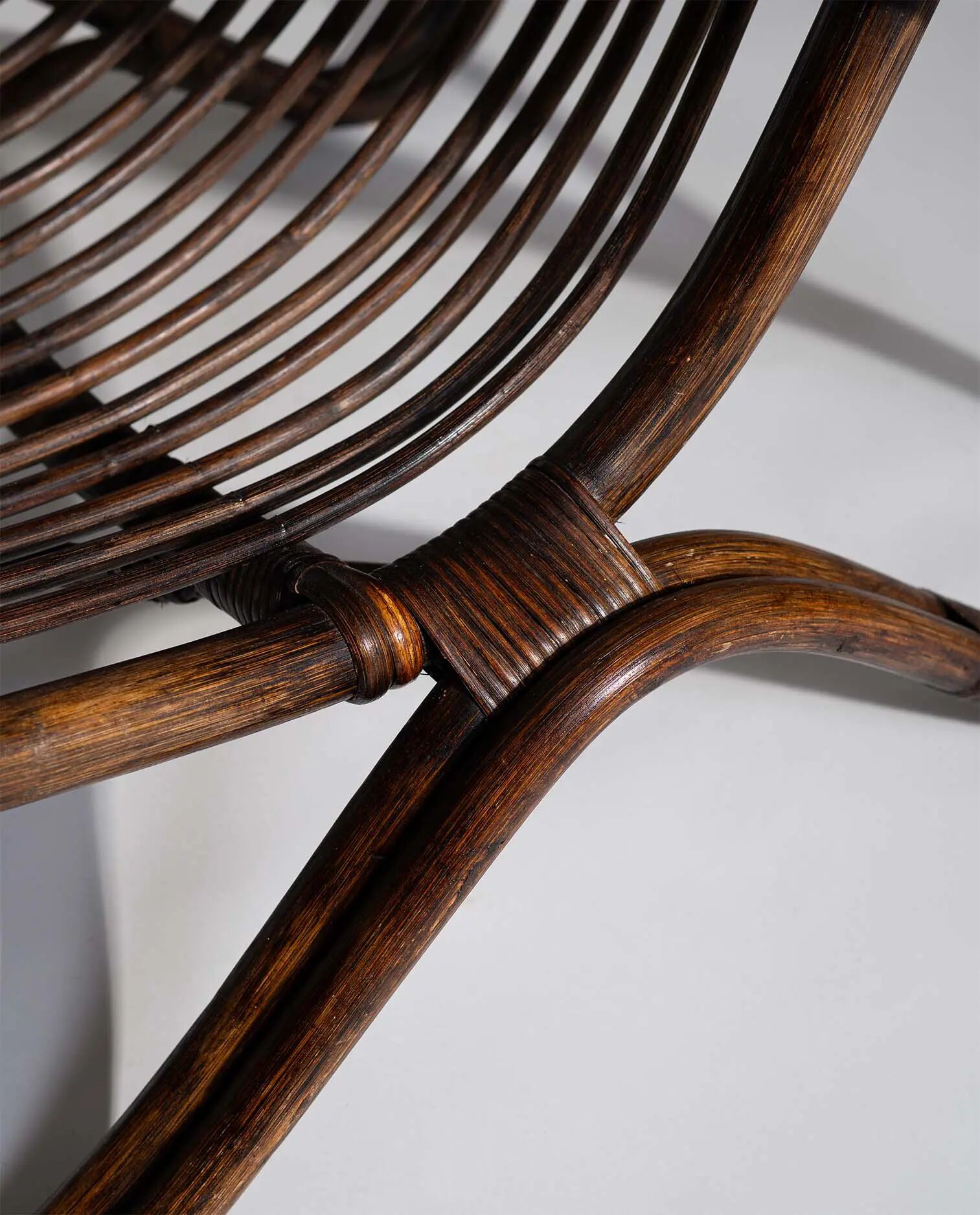 Pair of Sculptural Dutch Rattan Lounge Armchairs, Mid-Century Modern, 1960s