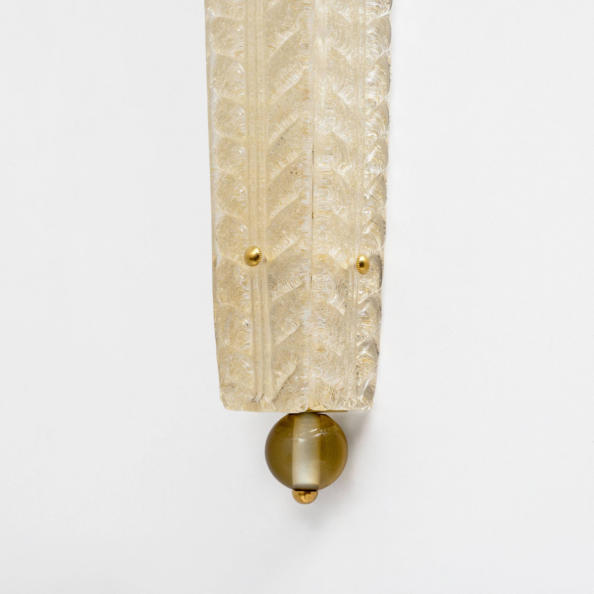 Pair of Art Deco Style Brass and Murano Glass Gold Graniglia Sconces