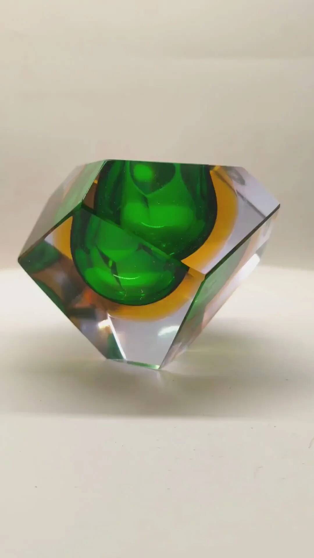 1960s asymmetrical and particular multifaceted ashtray / bowl in Murano glass. Made in Murano, Italy