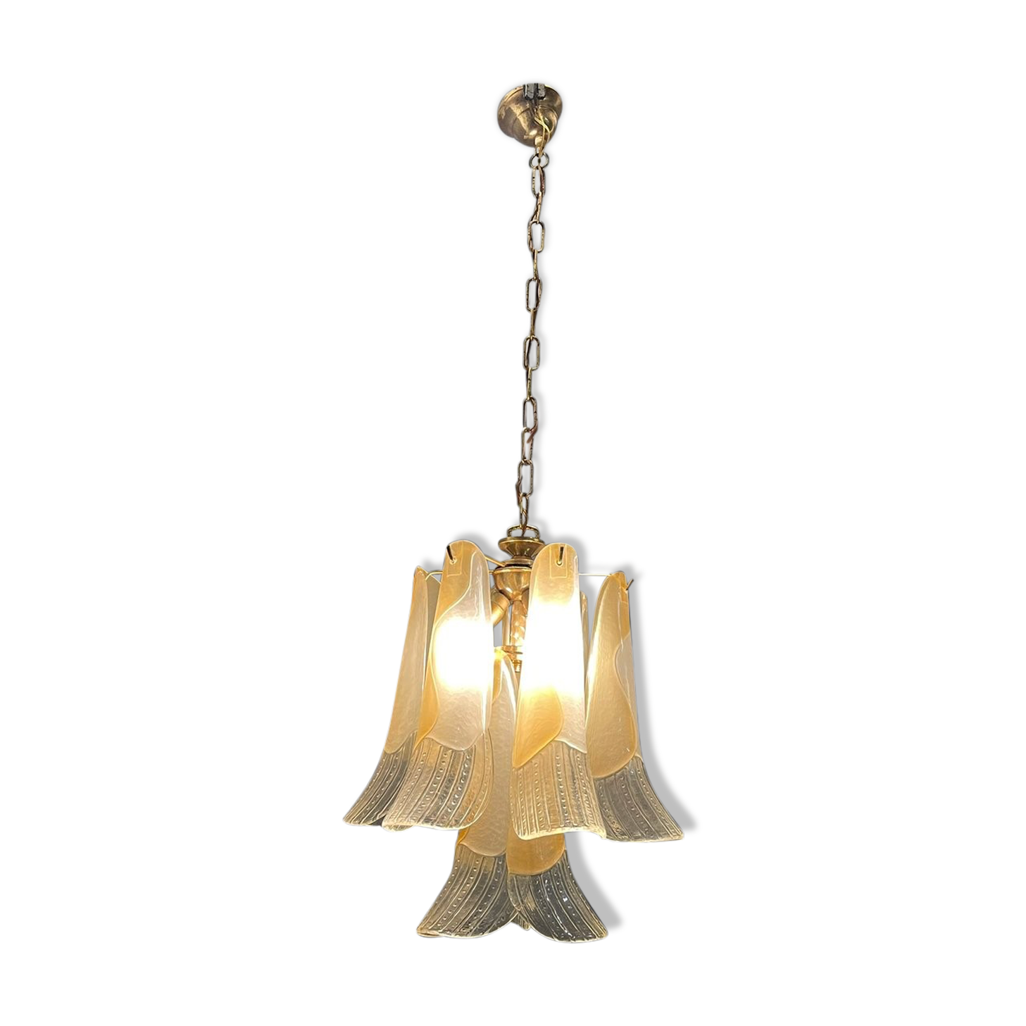 Italian Murano Glass Feather Pendant Lamp