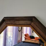 Vintage hexagonal wooden mirror
