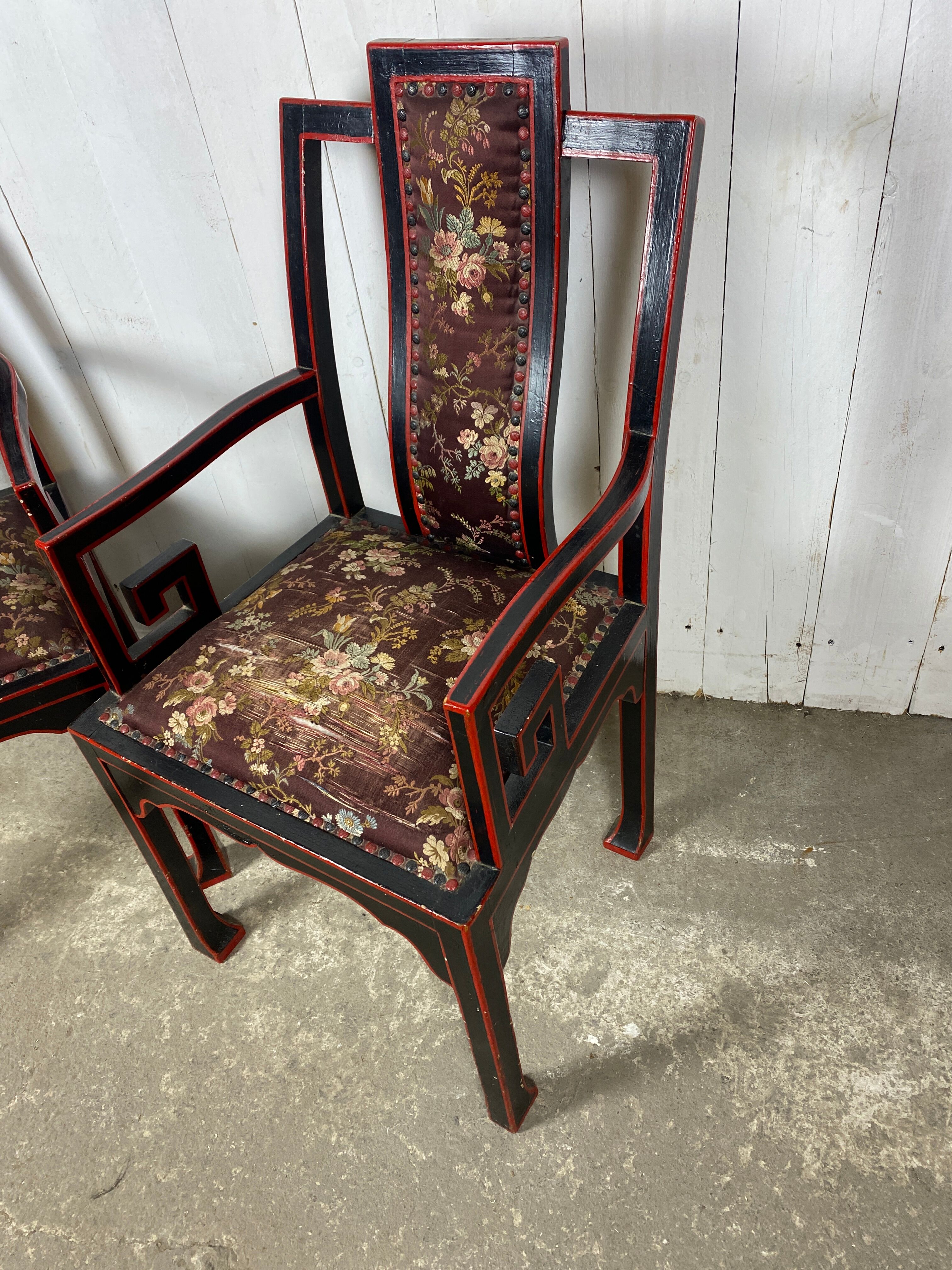 Fauteuils chinois broderie de soie