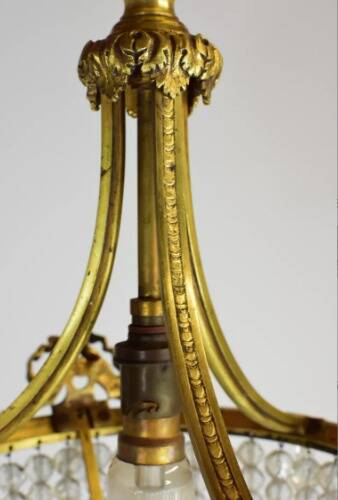 Bronze chandelier and Louis XVI pendants