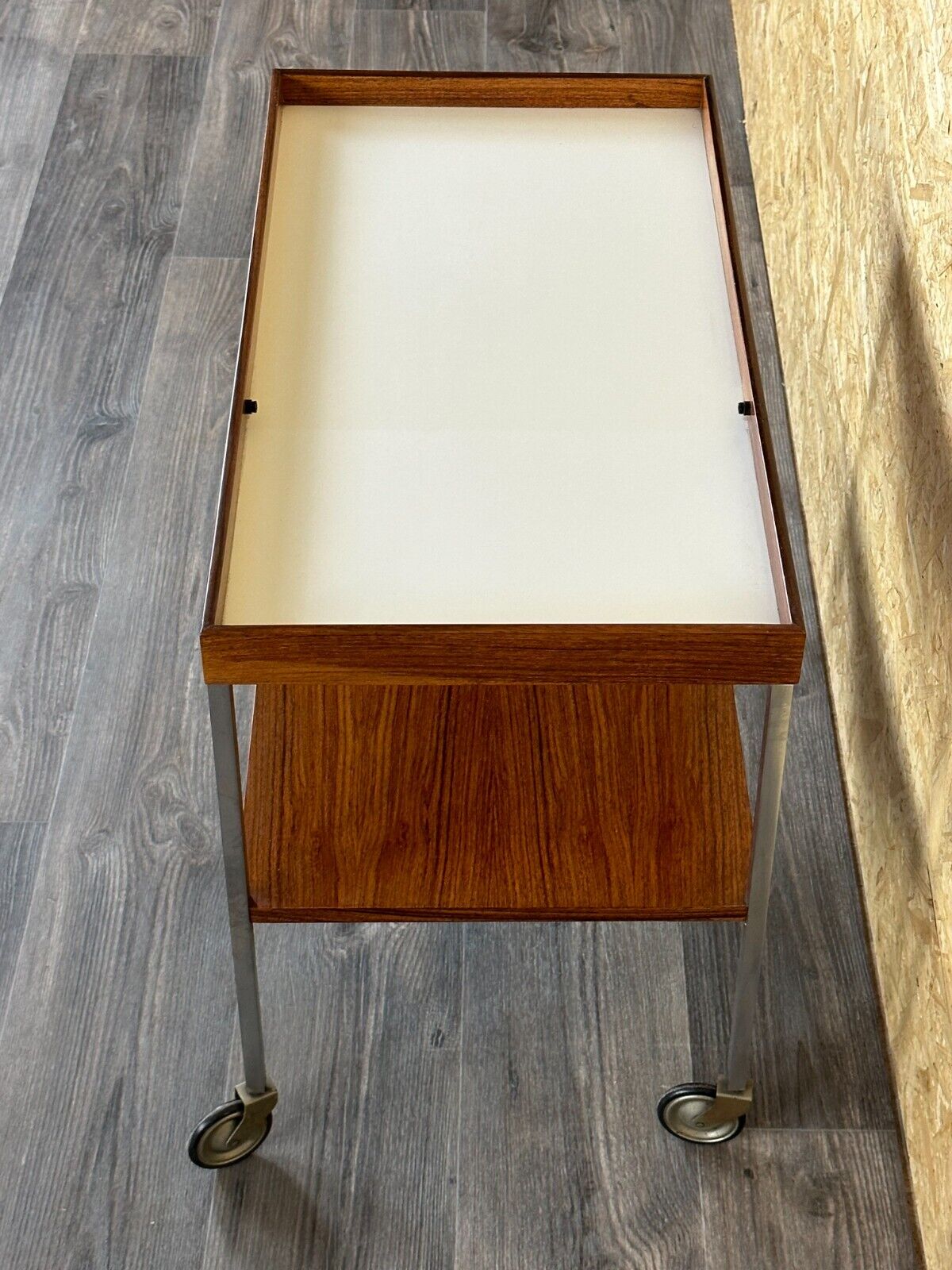 1960s 1970s serving trolley walnut teak Walter Wirz for Wilhelm Renz Design