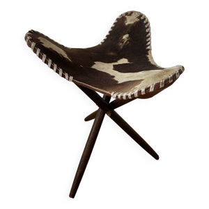 tabouret tripode cuir