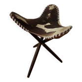 Tripod stool made of cowhide