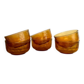 6 Arcoroc Sierra amber glass bowls