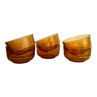 6 Arcoroc Sierra amber glass bowls