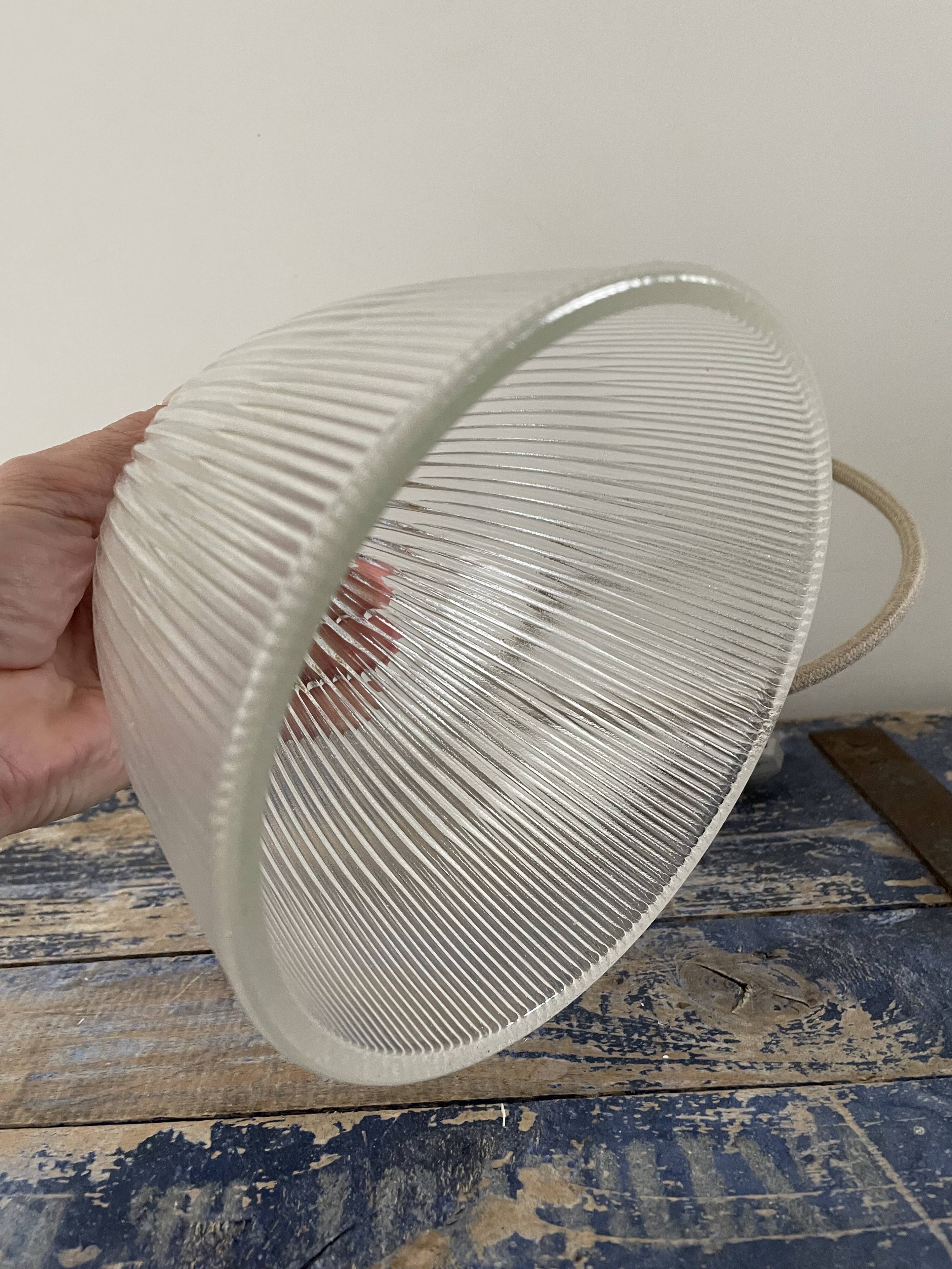 Vintage holophane glass pendant lamp