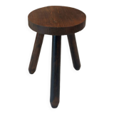 Vintage brutalist tripod stool compass legs - wood