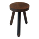 Vintage brutalist tripod stool compass legs - wood