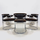 6 barrel back vintage Italian dining chairs attributed to Milo Baughman