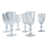 6 verres à pied en cristal sonore taillé – années 70