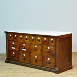 Commode d’apothicaire avec plateau en marbre, années 1930