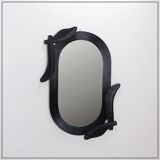 Large Vivai del Sud wall mirror in black lacquered bamboo - 1970s