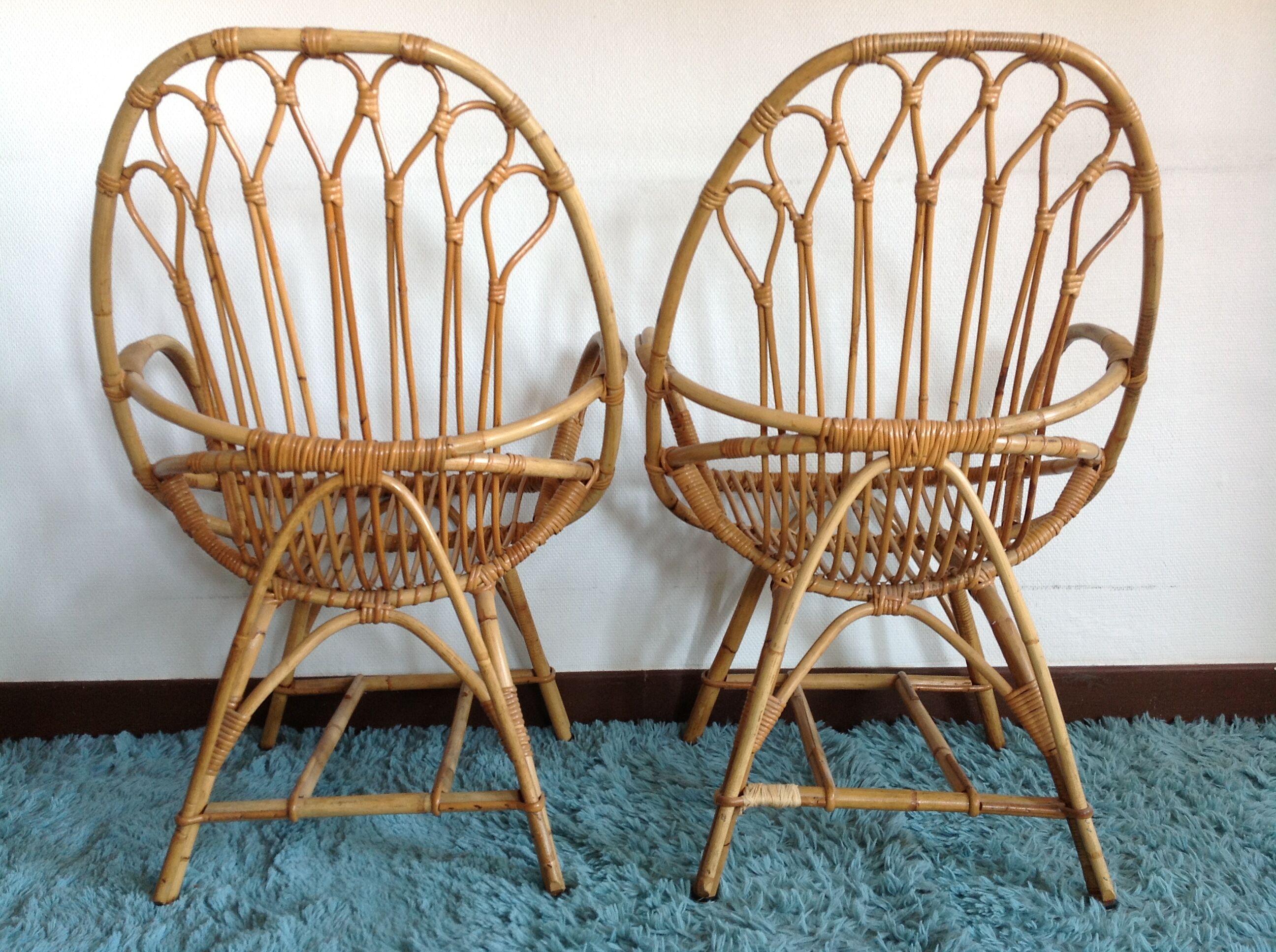 Pair of armchairs vintage 60 in rattan