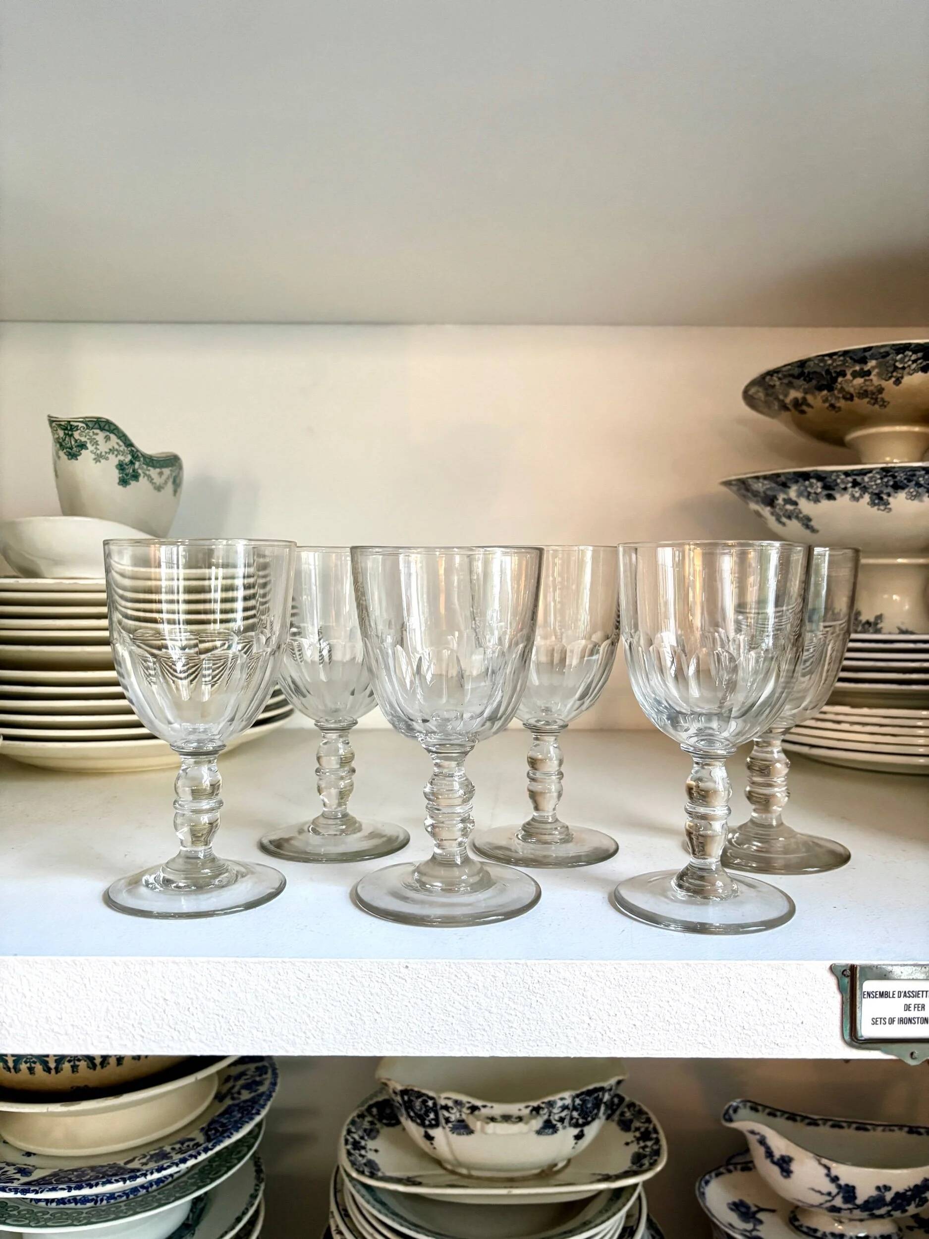 6 crystal stemmed glasses attributed to Baccarat, Gondole model