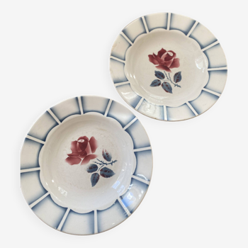 Set of 2 Digoin Sarreguemines soup plates