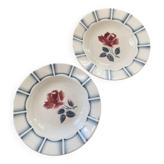 Set of 2 Digoin Sarreguemines soup plates