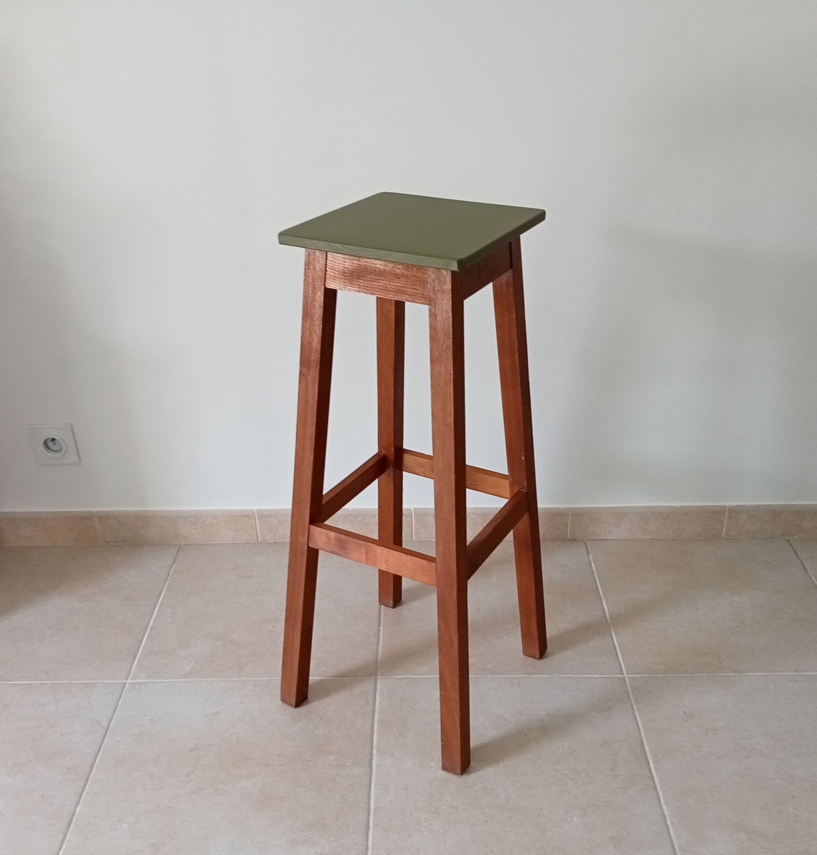 Vintage solid wood high stool