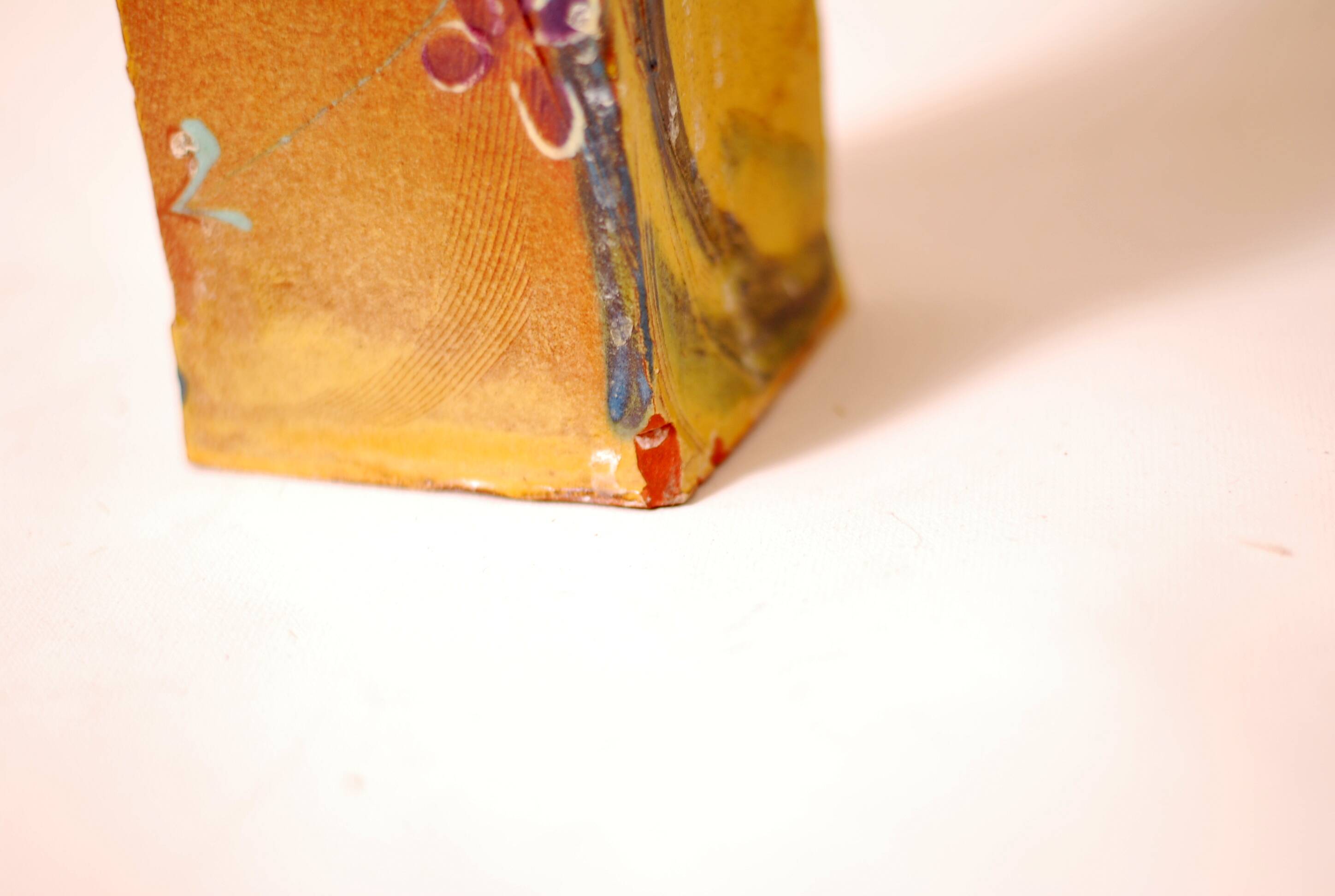 Studio terracotta vase, glazed, hand-painted 1970
