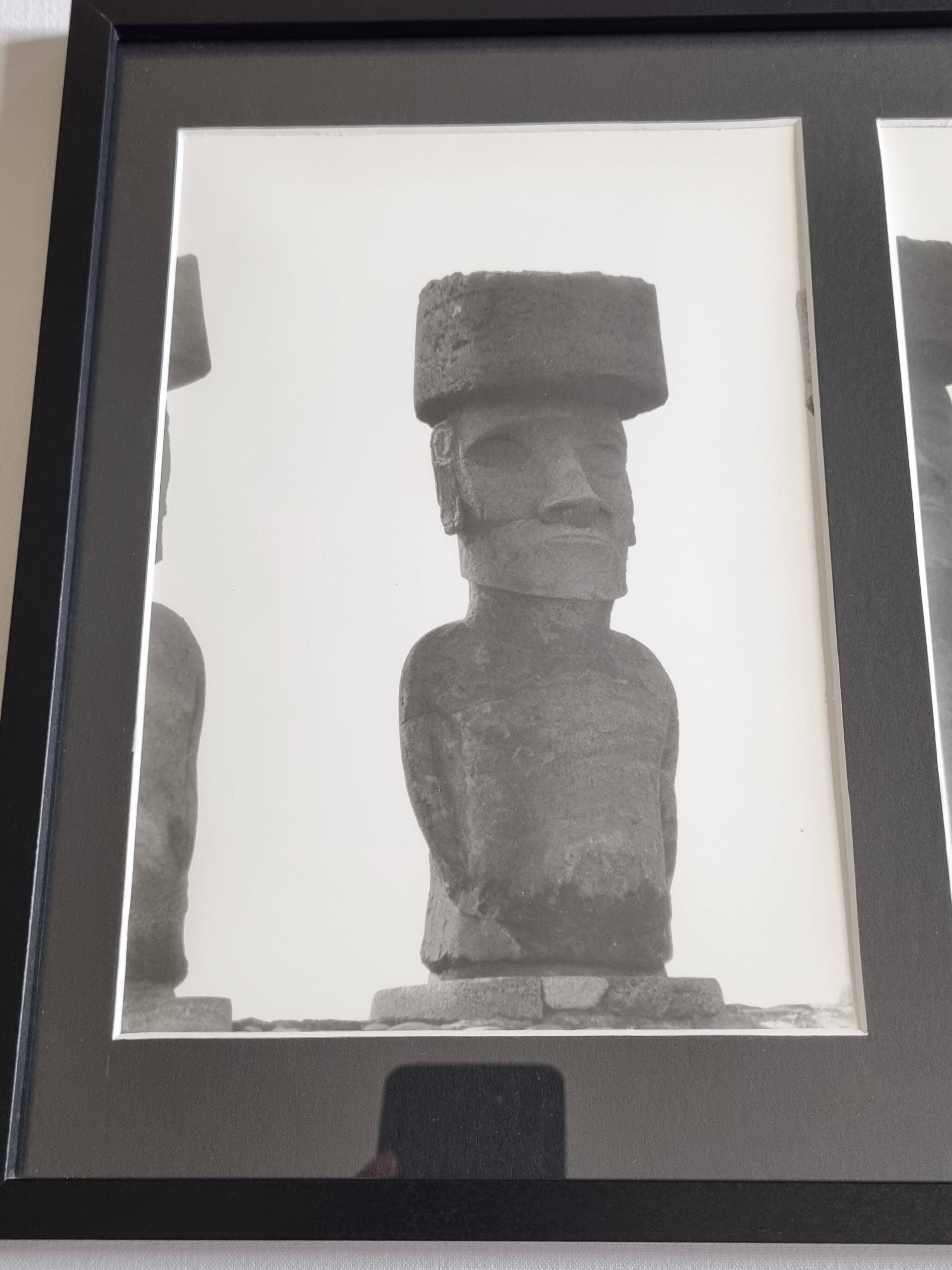Vintage framed silver prints, Moais of Easter Island, ethnological mission from 1970