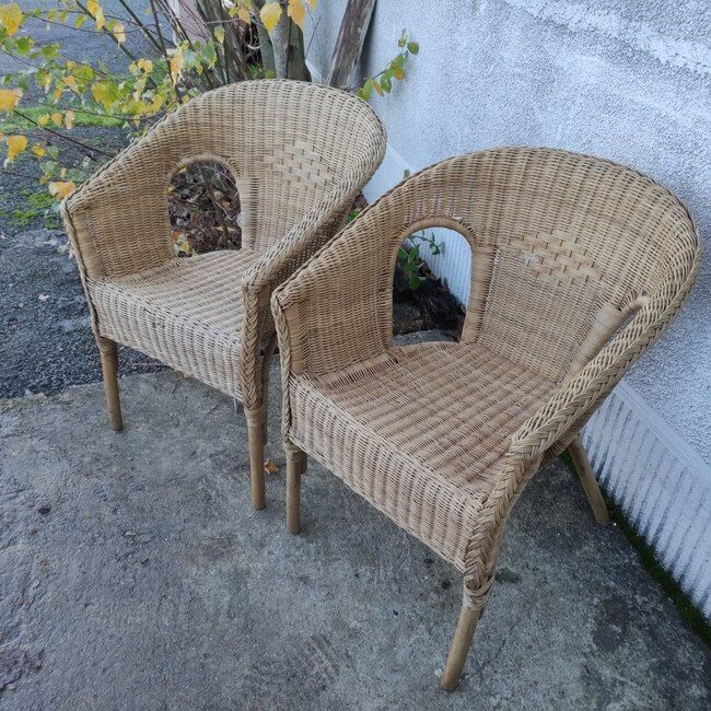 Pair of rattan armchairs