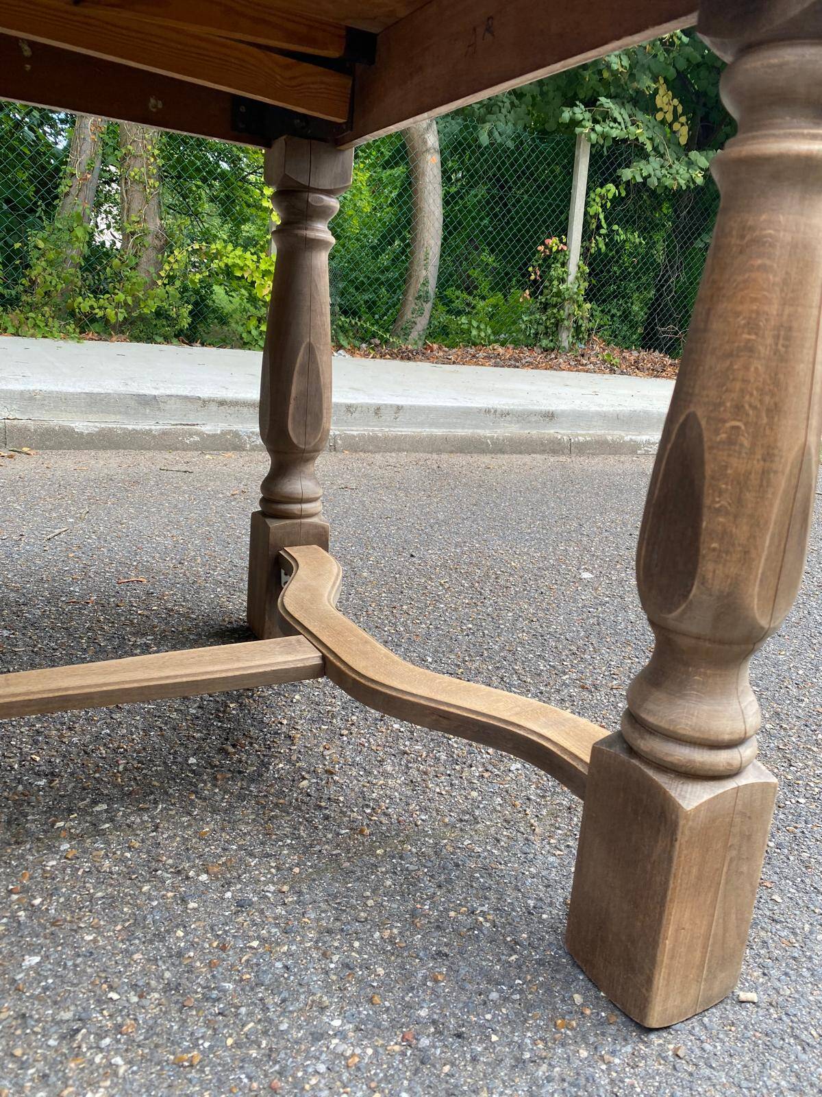 Table à manger de ferme extensible rénovée en bois 260cm du 19ème