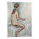Tableau signé sanguine aquarelle portrait féminin « la pose »