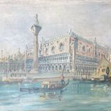 Vue De Venise, XXe, Non Signé, Huile Sur Toile, 38,5x28,5cm, Sans Cadre