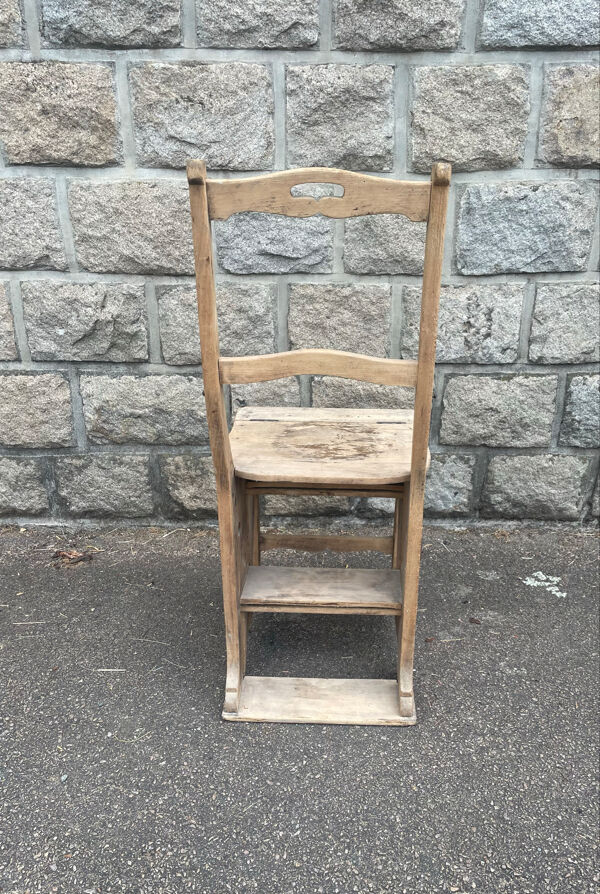 Ancien Chaise escabeau bois