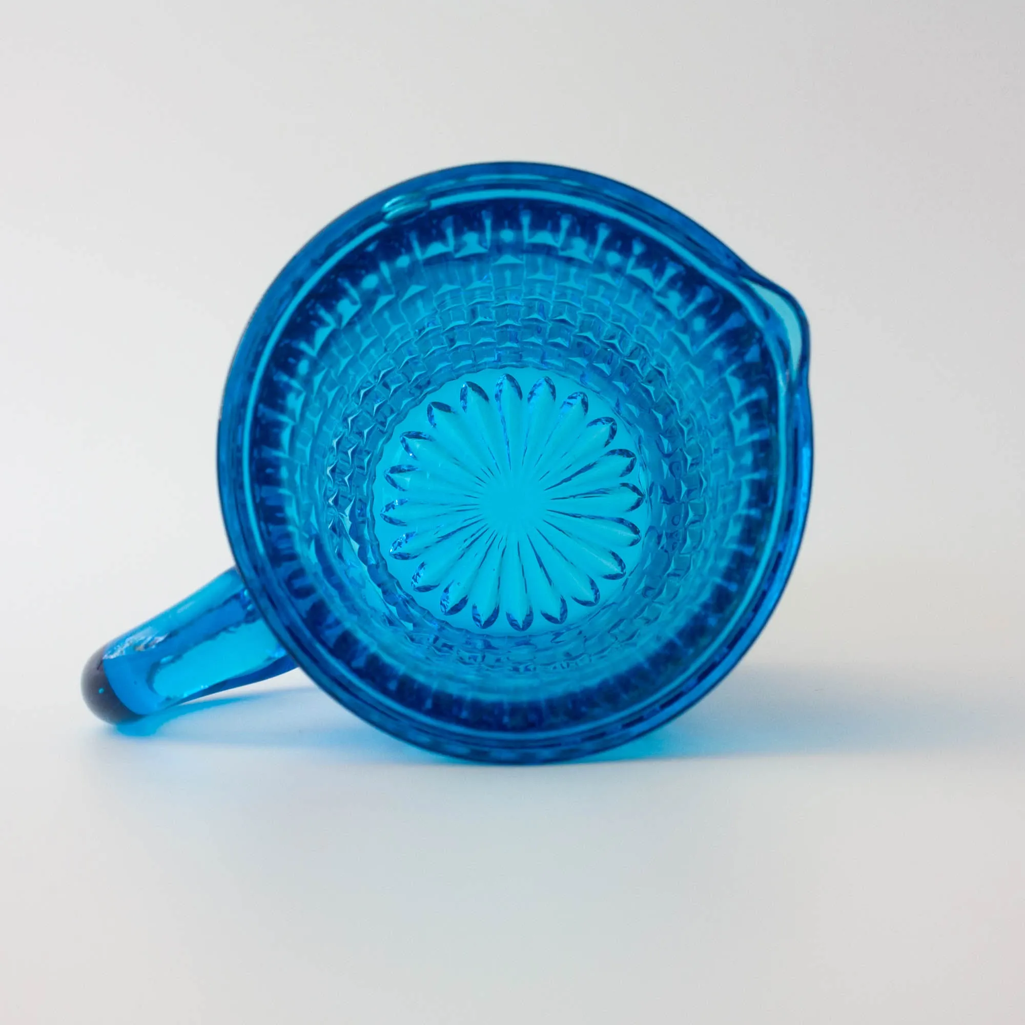 Vintage 1970s IVIMA Blue Glass Jug and Six-Glass Set