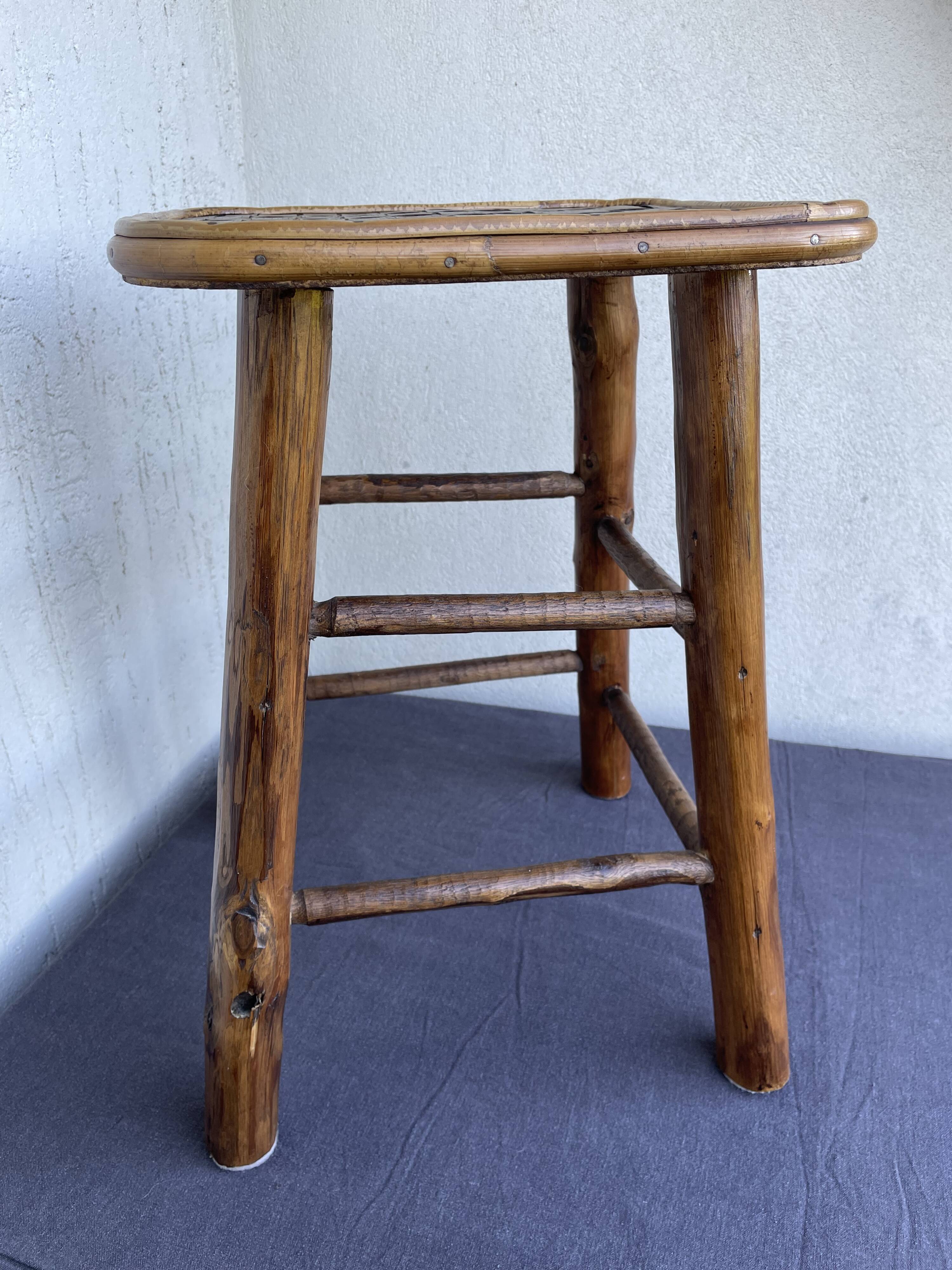 Chestnut and bamboo stool