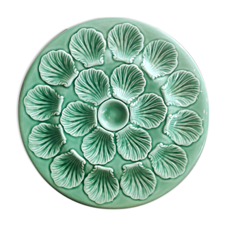Plateau d’huîtres vintage Français en majolique turquoise