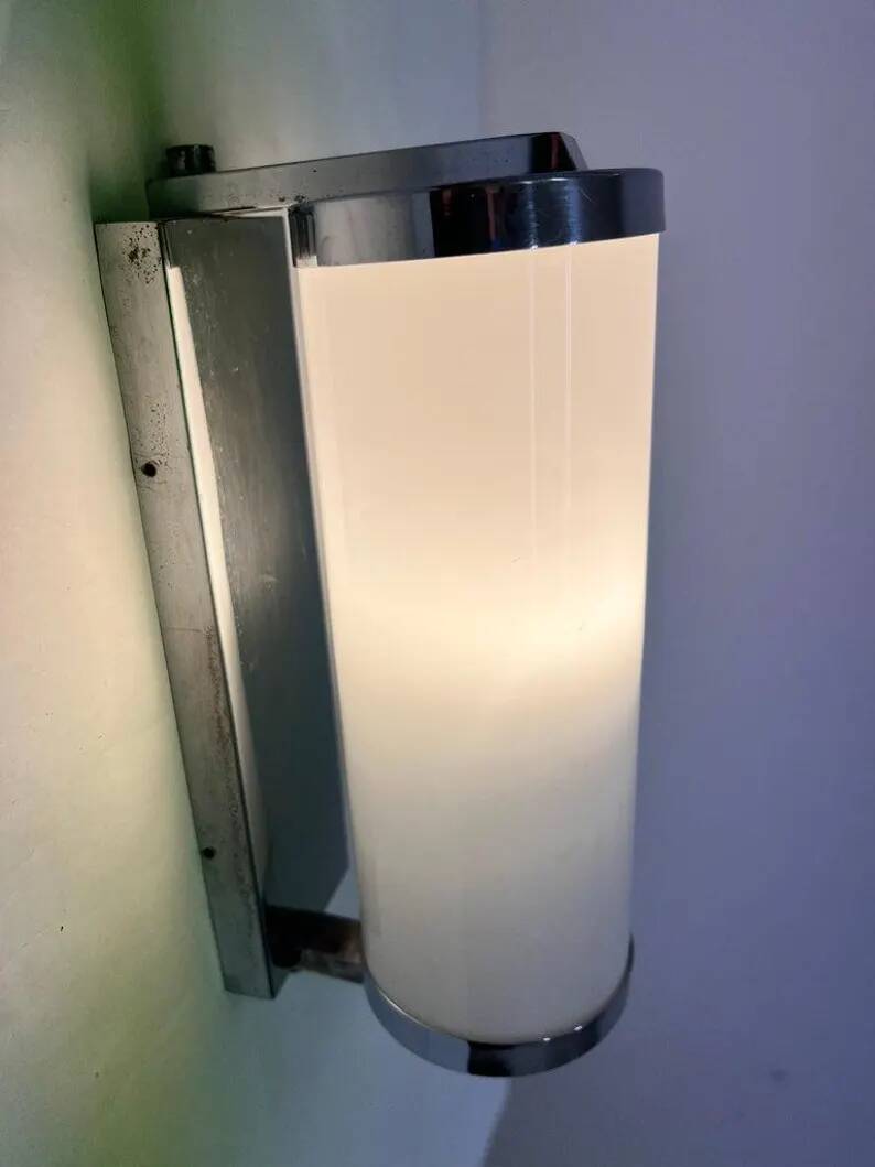 Chrome design Bauhaus Wall Lamp, 1930s - Czechoslovakia