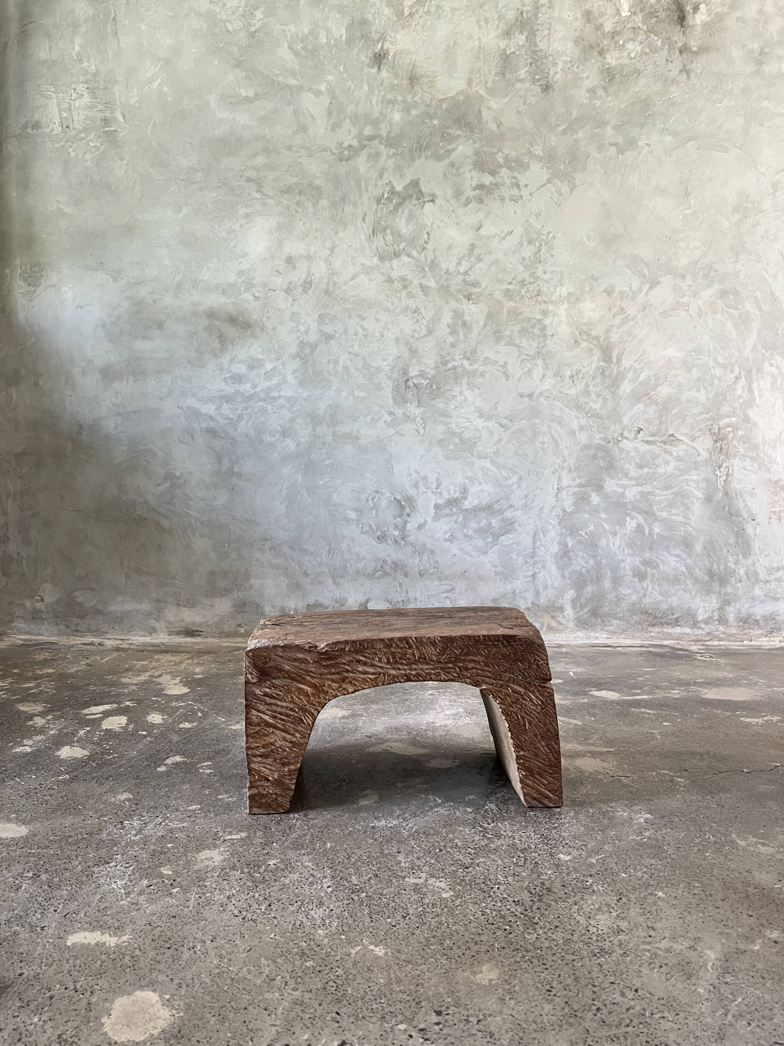 Low stool in old Asian monoxyl teak