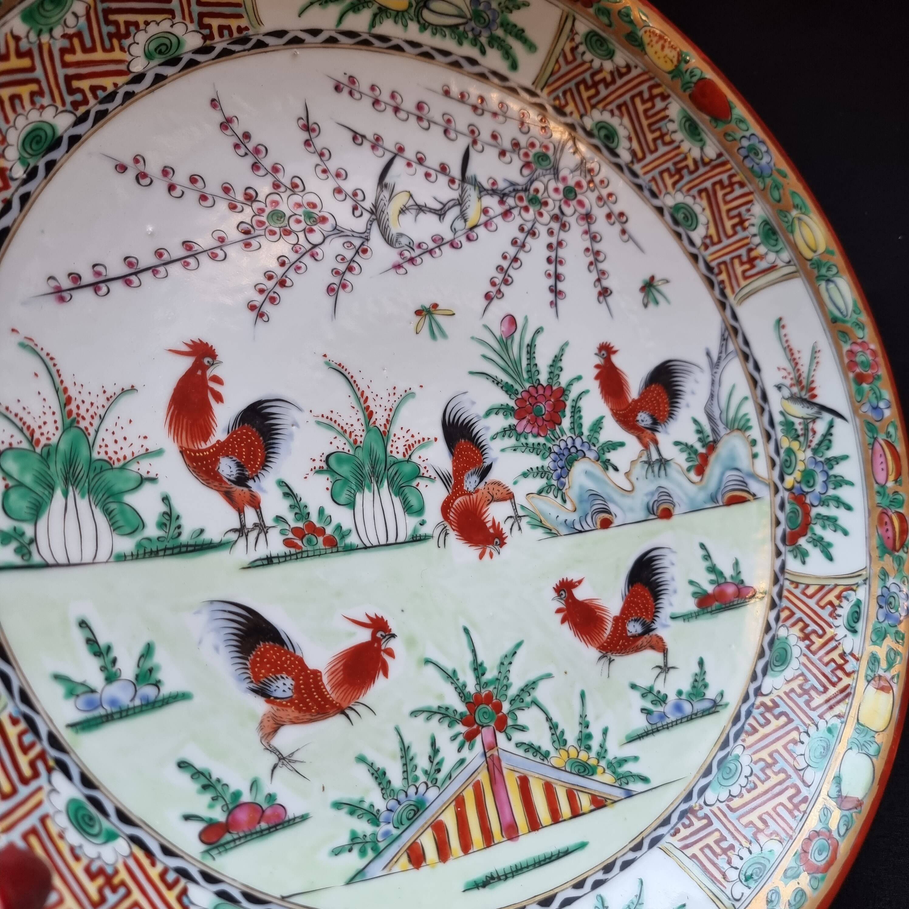 Large soup plate in Macao porcelain (1971), authentic wine piece