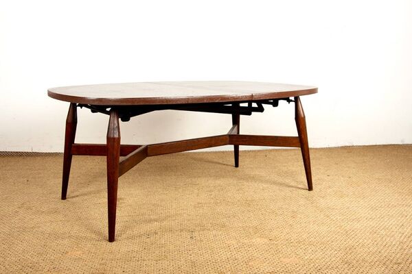 Table haute et basse Danoise en teck et bois laqué marron, modèle Smørrebrø