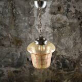 Mid-century crackle glass lantern with checkered pattern, France