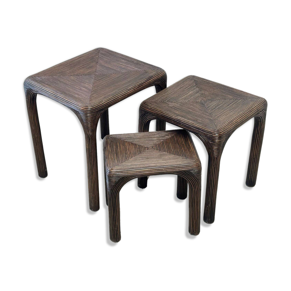 Tables gigognes en bambou, 1970