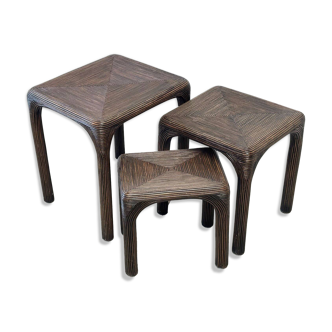 Tables gigognes en bambou, 1970