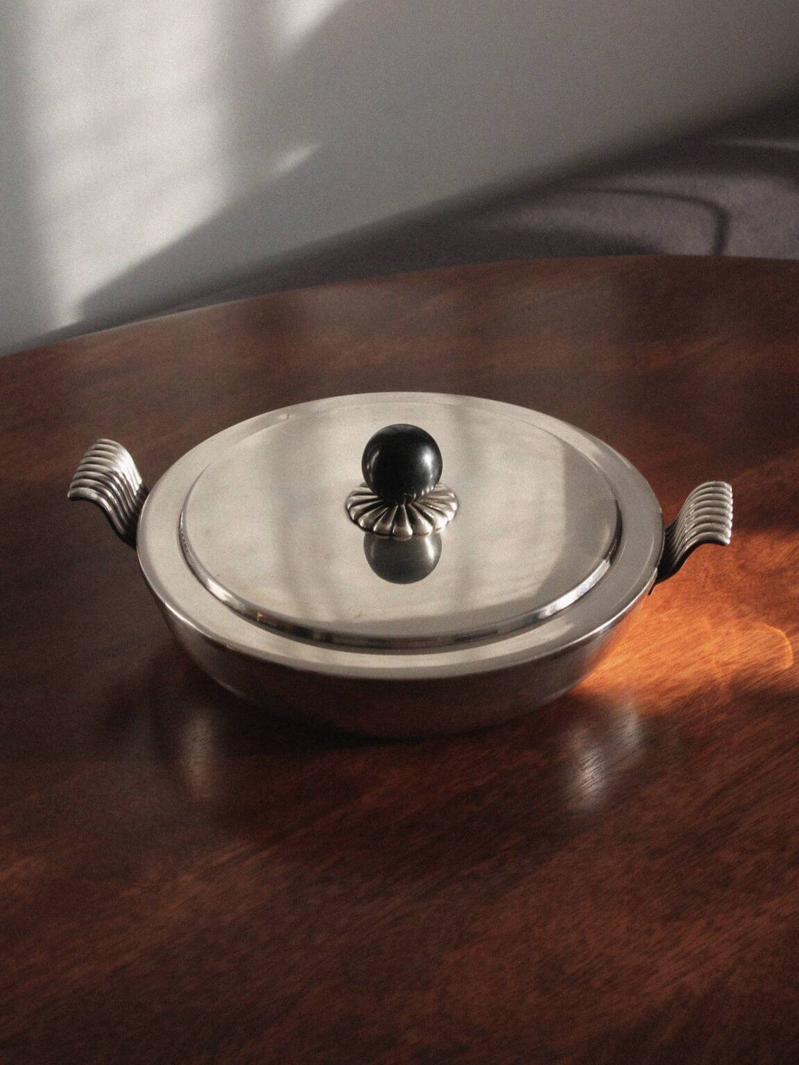 C.G. Hallberg Art Deco Silver Plated Serving Dish With Lid, Sweden, 1930s