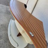 Bar or shop counter and 2 deck lina stools polyester boat hull