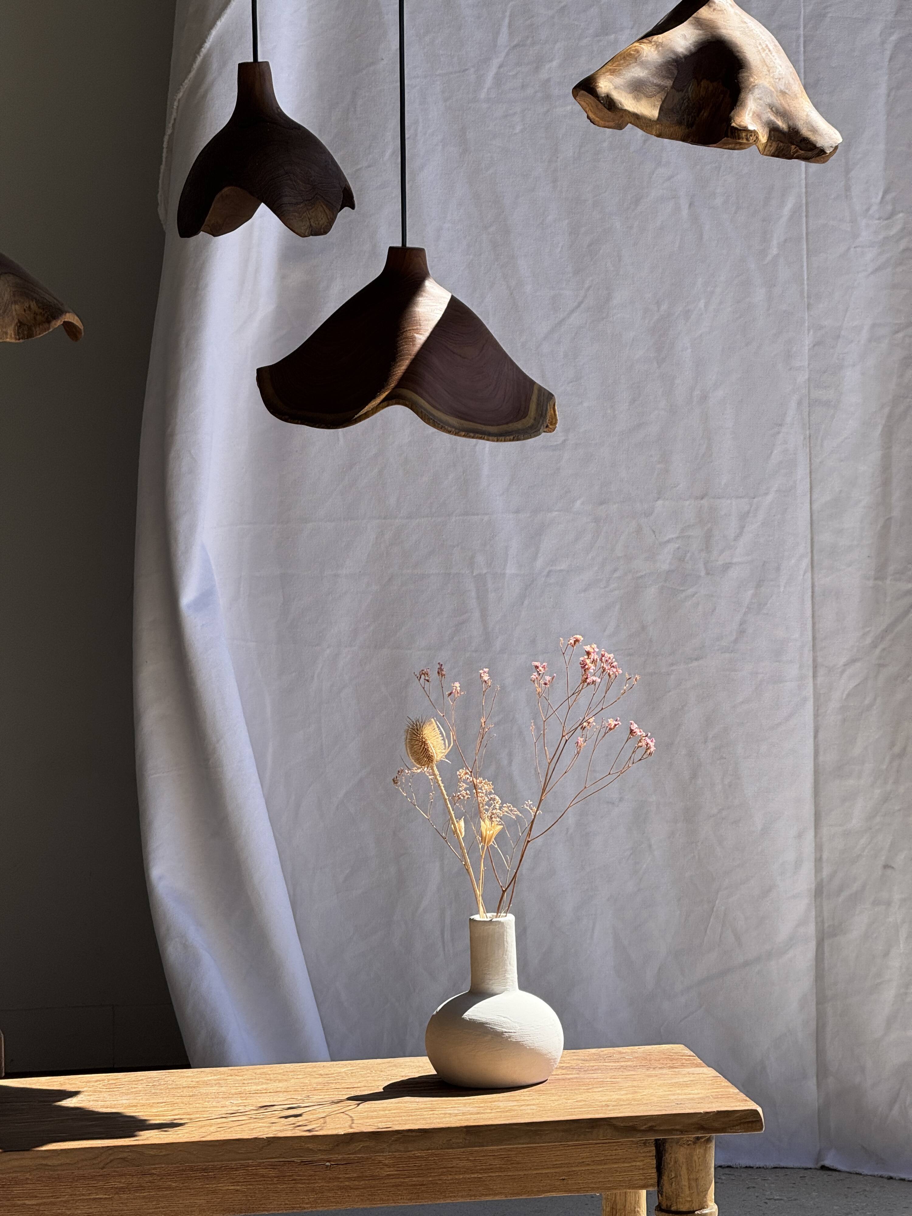 Small suspension in organic teak hat D30 H20