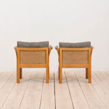 Pair of rattan Plexus armchairs by Illum Wikkelsø for Silkeborg Møbelfabrik, 1970s